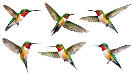 Obraz premium Watercolour set of hummingbird. Generative Ai