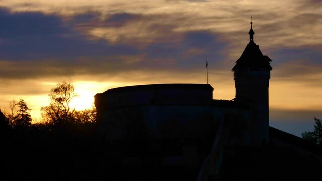 The Munot Castle of Schaffhausen in Sunrise in Switzerland.
