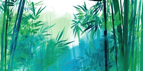 Abstract jungle fern, watercolor painting, generative ai