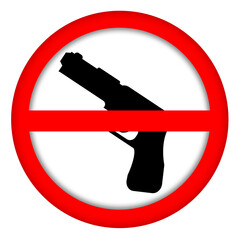 Guns ban. Weapons prohibited sign isolated on white background