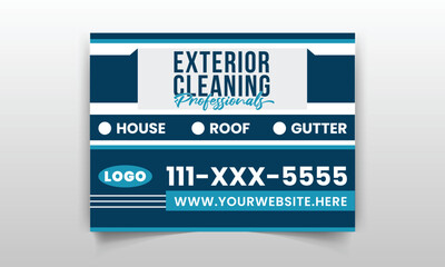 Modern home cleaning signage or yard sign design template for Roof, House, gutter, business, company