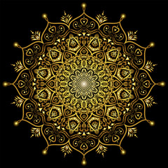 Gold mandala, vintage background.