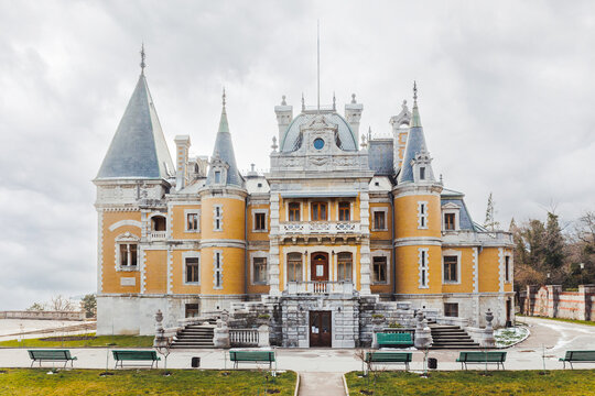 MASSANDRA, CRIMEA - February 10, 2015. Massandra Palace. Chateauesque villa of Emperor Alexander III of Russia.