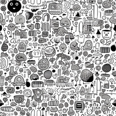 Generative AI Black friday seamless pattern with doodle illustration