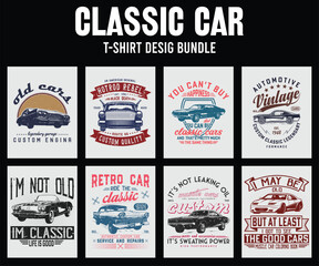 Vintage Classic Car T-shirt Design bundle. American Hotrod classic car graphic.