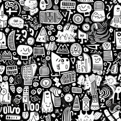 Generative AI Black friday seamless pattern with doodle vector illustration