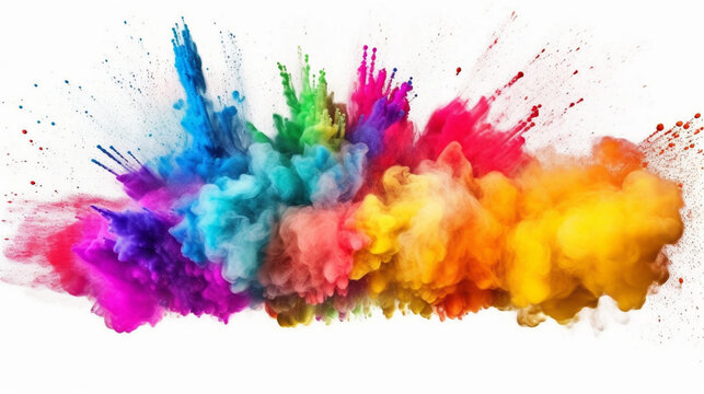 Farbexplosion: Buntes Holi-Farbpulver in der Luft