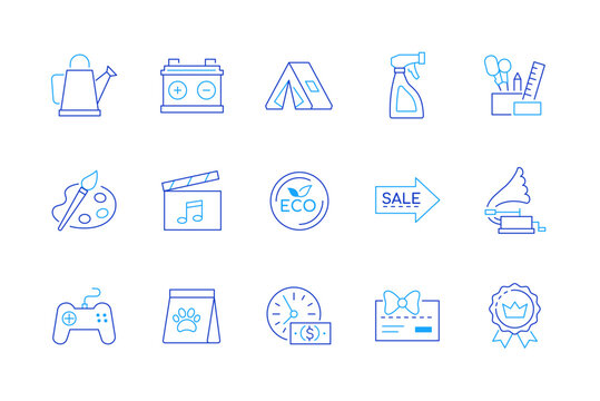 Hobbies and entertainment - set of modern line design style icons