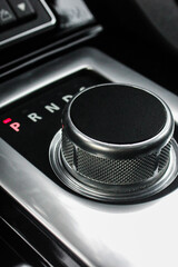 Dark luxury Interior - Steering wheel, Shift Lever. Automatic transmission