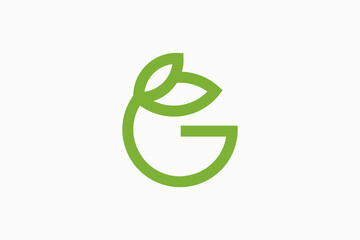 initial letter g with leaf logo vector premium template