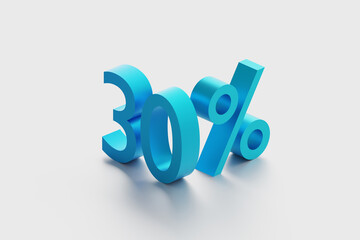 30 percent isometric text over white background