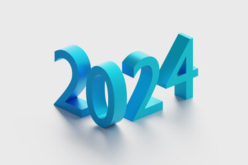 2024 isometric text over white background