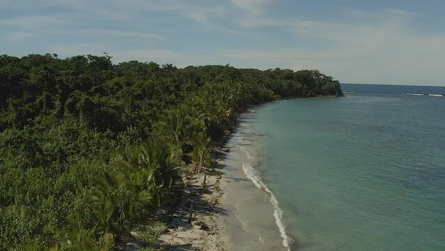 Aerial view of the shore of Cahuita National Park, Limon, Costa Rica