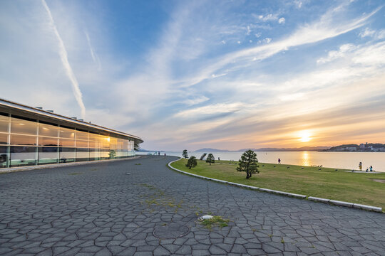 Sunset at Lake Shinji in Shimane Art Museum 島根県立美術館 宍道湖夕日