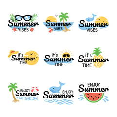 Set of summer sticker label vector