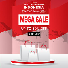 Indonesian mega 80 percent  banner in red and white