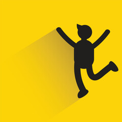 Fototapeta na wymiar kid jumping on yellow background