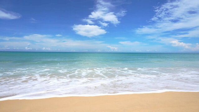 Scene of summer beach sea in sunny day. Beautiful Seascape blue sky,copy space , Area empty