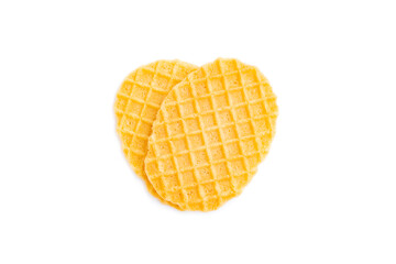 Crispy waffles isolated on white background, Homemade waffles