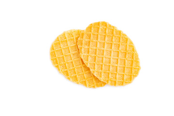 Crispy waffles isolated on white background, Homemade waffles