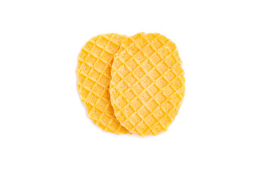 Crispy waffles isolated on white background, Homemade waffles