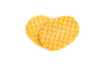 Crispy waffles isolated on white background, Homemade waffles