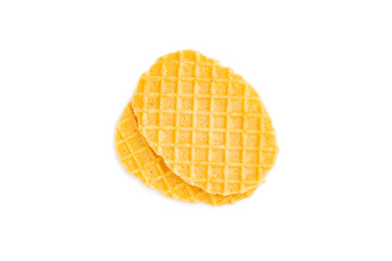 Crispy waffles isolated on white background, Homemade waffles