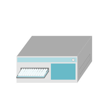 A picture of microplate reader that is laboratory equipment for chemical and biological reactions measurement or analyzes in the microplate.