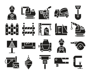 civil engineering and construction icons set