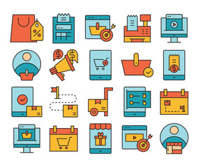 e commerce and marketing icons set