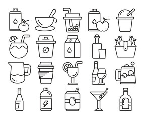 drinks and beverage icons set