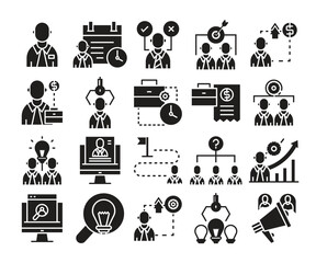 business management and human resource icons set