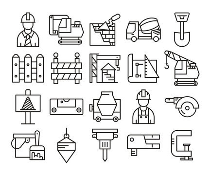 engineering and construction icons set