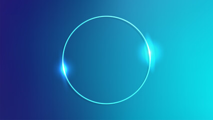 Neon circle frame with shining effects