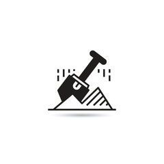 shovel and soil icon on white background