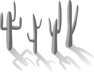 Cactus collection hand drawing vector illustration. Set of cacti	