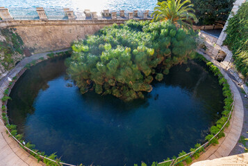 Fountain of Arethusa on Ortygia island, a natural spring of fresh water in the place where the nymph Arethusa hid according to Greek mythology