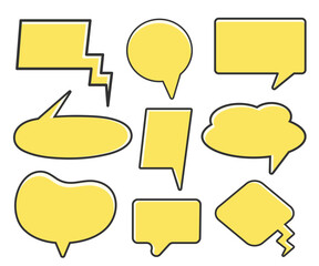 yellow comic speech bubble vector set