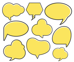 yellow comic speech bubble vector set
