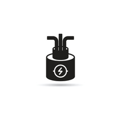 wire and cable icon on white background