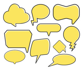 yellow comic speech bubble vector set