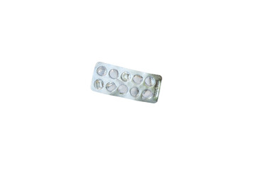 Tablet strip without pills on white background