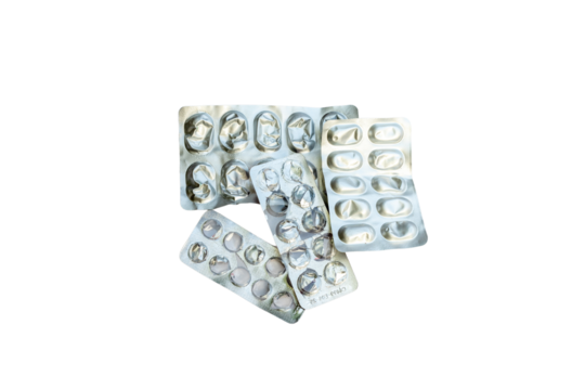 Consumed pills and tablets strips