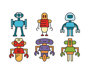 cute robot character icons vector illustration