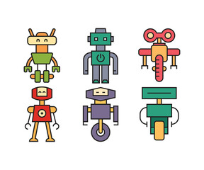 cute robot character icons vector illustration