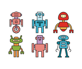 cute robot character icons vector illustration