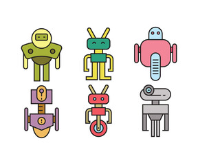 robot character icons set vector illustration