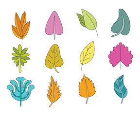 spring leaf illustration set