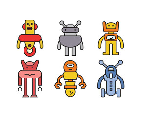 cute robot avatars set vector illustration