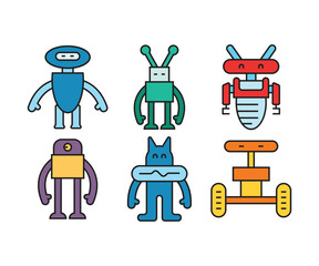 cute robot avatars set vector illustration